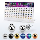 dacb229 display w 36 ball shaped plain anodized steel ear stud