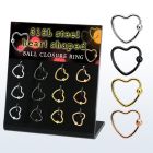 dacb231 display 12 aros bola presion acero 316l liso pvd corazon bolas cierre 3mm mayorista