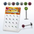 dacb39b board of 316l labret with multi crystal ferido ball