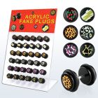 dacb59 display 36 plugs falsos acrilico negro extra anillos goma 8mm distribuidor mayorista