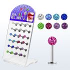 dacb68 board of 316l labret with ferido multi crystal ball