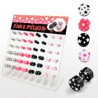 dacb77 board of 48 pcs acrylic fake plug w assorted multi star