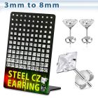 deqzg display 60 pares piercings oreja acero inoxidable zirconia claras cuadradas 3mm 8mm distribuidor mayorista