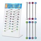 dind18 316l industrial barbell with a 5mm ferido crystal ball