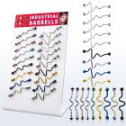 dind22 display 18 barbells industriales loop espiral acero 316l pvd brillo espejo bolas multi joya 5mm 38mm distribuidor mayorista