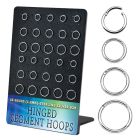 display w 30  silver hinged segment rings 16g