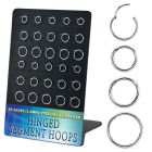 display w 30  silver hinged segment rings 18g