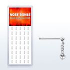 dnbdc1 box of silver nose bones w ball dangling clear crystal