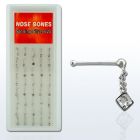 dnbdc3 caja display 40 piercings nariz hueso plata esterlina 0 6mm cristal claro cuadrado colgado al por mayor