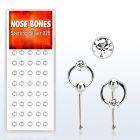 dnbrc1 box of silver nose bones w clear crystal on slave hoop