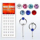 dnbrm1 caja display 40 piercing nariz hueso plata 0 6mm cristal redondo aro distribuidor mayorista