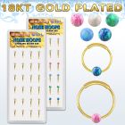 dnsm191 box w gold silver endless nose hoops w 3mm opal ball
