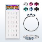 dnsm266 925 silver seamless nose rings 1.5mm prong set color crystals