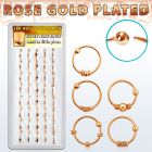 dnsm72 box w rose gold plated silver nose hoops w balinese wire