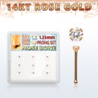 drnb26 caja 9 piercing nariz hueso oro rosa 14 kts 0 6mm zirconia claras redondas 1 25mm distribuidor mayorista