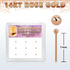 drys5 display box with 9 pieces of 14kt rose gold bend it yourself nose studs 22g 0.6mm with 1.5mm ball shaped tops al por mayor