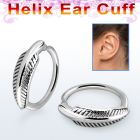 echfe 316l steel helix ear cuff w a feather on the top