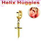 ehg768 pendiente huggie oreja acero inoxidable chapado pvd dorados colgante punal colgante laton chapado oro