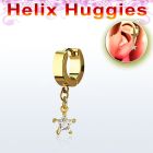 ehgzs6 pendiente huggie helix acero inoxidable pvd dorado colgante zirconita estrella 6mm oro & distribuidor mayorista