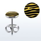 er239 par piercings oreja acero inoxidable logo cebra negra amarilla 7mm distribuidor mayorista