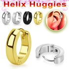 er247 tiny high polished steel helix huggie with rounded edges