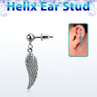 erbd593 316l steel helix ear stud ball with polished birdwing