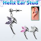 erbz103 316l steel helix ear stud ball with fairy with cz wings