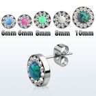 erfrdco par plugs falsos oreja acero quirurgico brillo espejo cristal opalo centro mayorista