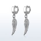 erh653 par pendientes huggie oreja acero inoxidable brillo espejo colgante ala pajaro lisa plata al por mayor