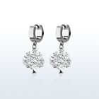 erh697 par pendientes huggie oreja acero inoxidable brillo espejo colgante arbol vida plata mayorista