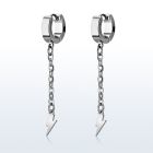 erhllit par pendientes huggie oreja acero inoxidable acabado brillo espejo rayos colgando una cadena larga