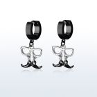 erk507 pendiente huggie oreja acero inoxidable pvd negro colgante negro bigote gafas venta