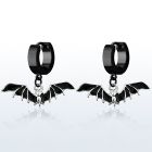 erk569 pendiente huggie oreja acero inoxidable pvd negro colgante murcielago negro distribuidor mayorista