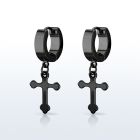 erkcro pendiente huggie oreja acero inoxidable pvd negro colgante cruz distribuidor