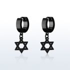 erkdsr pendiente huggie oreja acero inoxidable pvd negro colgante estrella david distribuidor mayorista