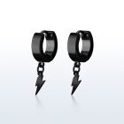 erklit par pendientes huggie acero inoxidable chapado pvd negro colgante acero liso rayo