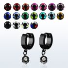 erkmjt6 black steel huggie dangling w mulit jewel ball