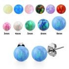 eropb pair of synthetic opal ball surgical steel ear studs
