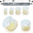 fgsa opalite moonstone double flare plug faceted cut