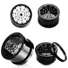 ftspw black anodized 316l steel screw fit tunnel w spider web
