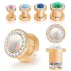 fttscpco rose gold pvd steel flesh tunnel synthetic opal