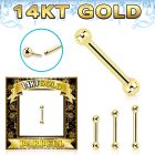 gbbb25 14k gold threadless push pin barbell 16g balls