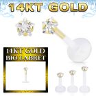 gbizsrm clear bio flexible labret star cubic zirconia (cz) stone