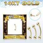 gbnb3 14k gold eyebrow banana w thread less push in 3mm balls