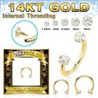 gcbzi 14k gold circular barbell 16g round clear cz internal