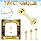gglbb3 18k gold threadless push pin labret 16g 3mm ball