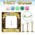glbo labret solido oro 14 kts rosca presion opalo blanco mayorista