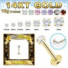 glbz solid 14k gold labret w thread less push in top w cz