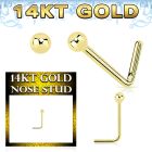 gnsb1 14k gold nose stud 22g a plain ball top