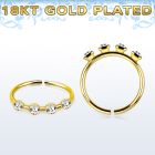 gold plated silver nose hoop w four 1.5mm round crystals 